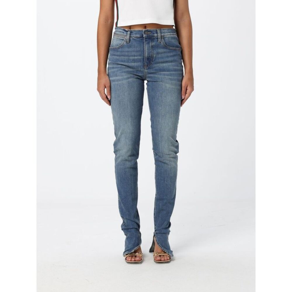 Gucci Women Gucci Mid-Rise Skinny Fit Jeans In Blue Cotton Denim